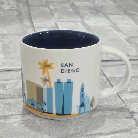 Starbucks Coffee Mug San Diego You Are Here Collection Blue White Ceramic 14oz - Picture 1 of 6